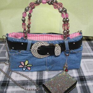 P2375-New BOOTY Bag with Retro Gingham Daisy and Glitter Wallet